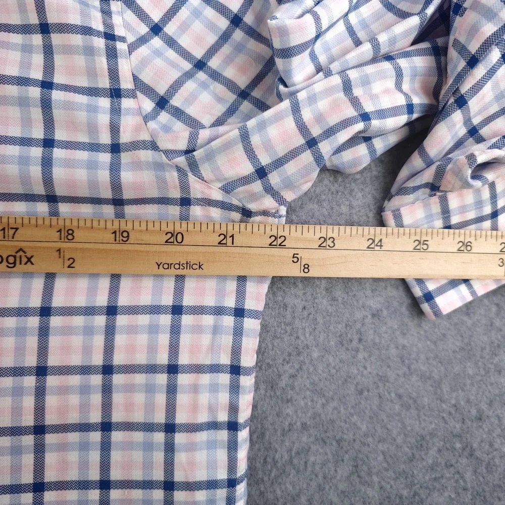Banana Republic Shirt Mens Medium Camden Fit Pink Blue Plaid Long Sleeve Button